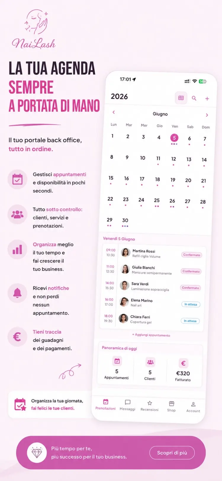 NaiLash per professioniste: agenda e appuntamenti sempre a portata di mano