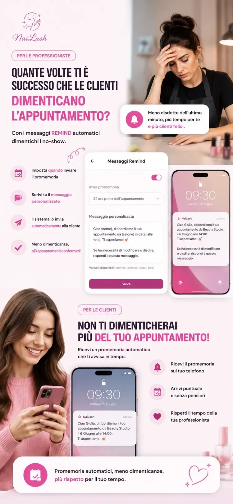 NaiLash: promemoria automatici per ridurre i no-show